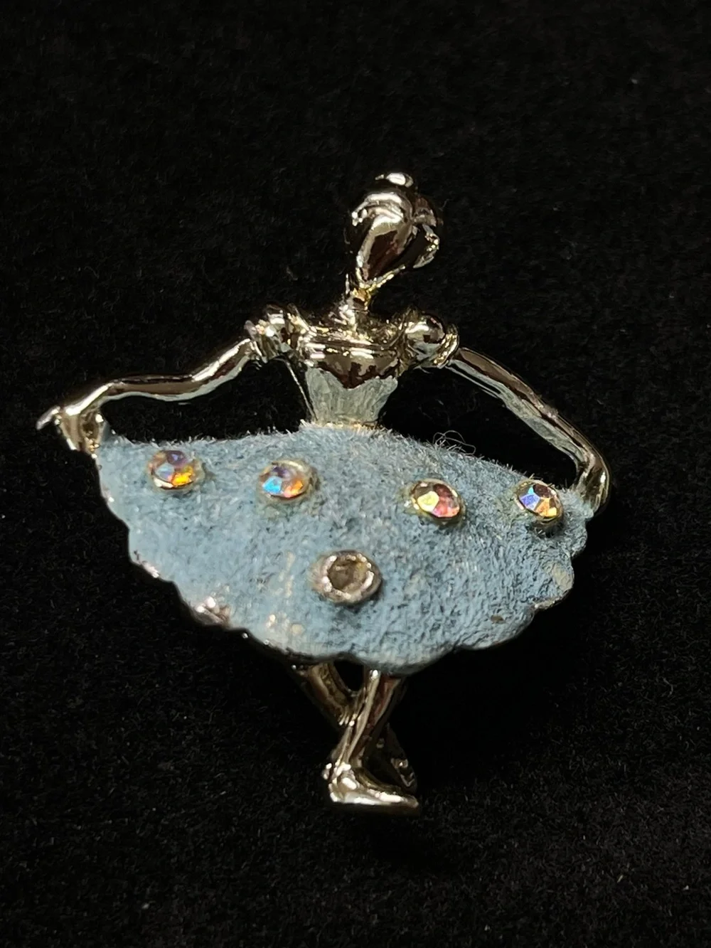 Ballerina Brooch Blue Tutu Rhinestone Pin